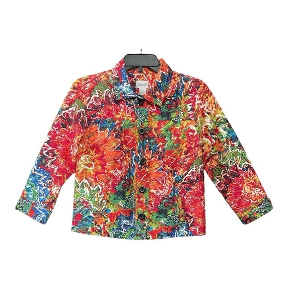 Chico's Beautiful Silk Blend Bright Floral Jacket size 0 - Picture 5 of 9